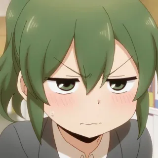 😖 anime, gadis, rambut hijau, ekspresi, marah whatsapp sticker
