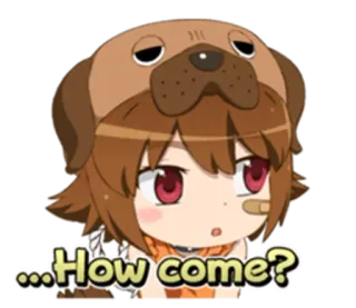 😮 ...How come? anime, dog, question, sticker, cute, confused telegram sticker
