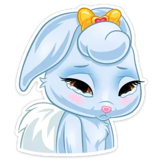 😔 chorando, triste, coelho, desenho animado, emoji, animal, fofo, coelhinho telegram sticker