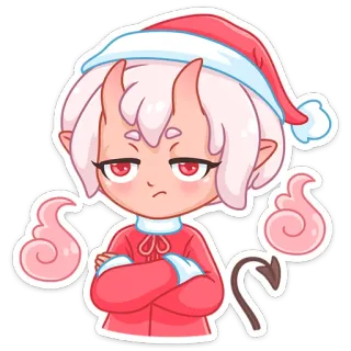 😒 ปีศาจ, ปีศาจ, อนิเมะ, คริสต์มาส, ซานต้า, จิบิ telegram sticker