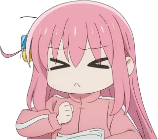 😣 Bocchi Bocchi the Rock! อนิเมะ, Bocchi the Rock!, หงุดหงิด, โกรธ, การ์ตูน, ตัวละคร telegram sticker