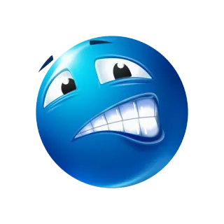 🙄 arrabbiato, blu, emoji, faccia, cartone animato telegram sticker