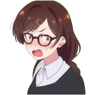 👼 Anime, Chica, Gafas, Dibujo animado, Sorprendido, Expresión telegram sticker
