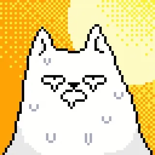 🌞 พิกเซลอาร์ต, แมว, สีขาว, เหงื่อ, ประหม่า, มีม, ตลก telegram sticker