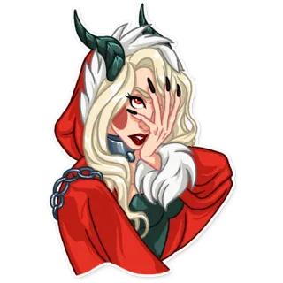 🤦‍♀️ quỷ, cô gái, áo trùm đầu, sừng, fantasy, phụ nữ telegram sticker