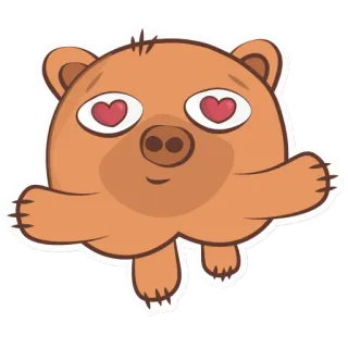 💕 urso, desenho animado, animal, fofo, olhos de coração, adesivo telegram sticker