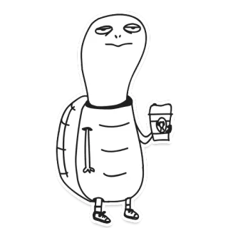 ☕ tartaruga, cartone animato, caffè, animale, carino, disegno whatsapp sticker