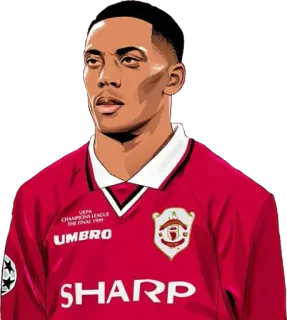 🧑‍🦱 Dwight Yorke UEFA CHAMPIONS LEAGUE THE FINAL 1999 calcio, Dwight Yorke, Manchester United, Champions League, 1999 telegram sticker