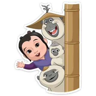 👋 cartoni animati, personaggi, animazione, carino, famiglia, asiatico telegram sticker