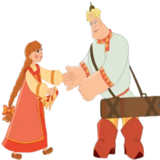 😍 Kreskówka, Folklor rosyjski, Strój ludowy, Postać, Animowany telegram sticker