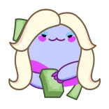 🤑 soldi, cartone animato, carino, capelli biondi, personaggio telegram sticker