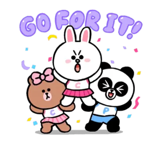 📣 GO FOR IT! encouragement, motivation, mignon, dessin animé, confettis, fête, motivationnel telegram sticker