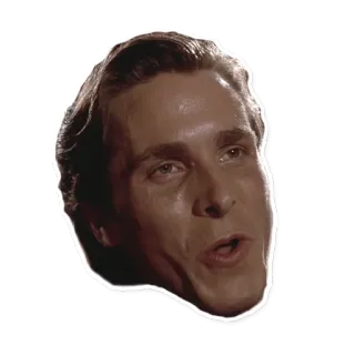 😬 Patrick Bateman American Psycho American Psycho, Patrick Bateman, Christian Bale, filme, rosto, expressão, anos 80 telegram sticker