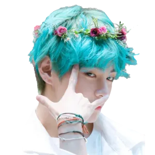 🤟 V K-Pop, BTS, V, Idol, Sänger, Blumenkranz telegram sticker