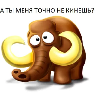 😉 А ТЫ МЕНЯ ТОЧНО НЕ КИНЕШЬ? 猛犸象, 卡通, 动物, 可爱, 问题 telegram sticker