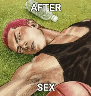 🥵 AFTER SEX anime, meme, exhausted, humor, after sex telegram sticker