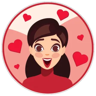 ❤️ miłość, serca, kobieta, podekscytowany, kreskówka, naklejka whatsapp sticker
