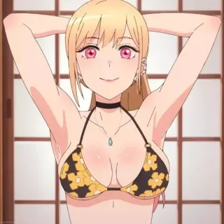 😐 Marin Kitagawa My Dress-Up Darling อนิเมะ, บิกินี, น่ารัก, ผู้หญิง, ภาพประกอบ, การ์ตูน, ตัวละคร telegram sticker