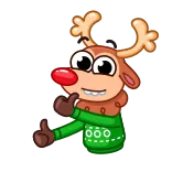 👍 순록, 크리스마스, 만화, 휴일, 엄지척, 스웨터 telegram sticker