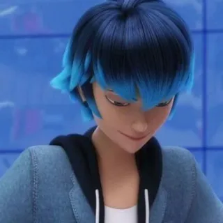 🐍 Luka Couffaine Miraculous: Tales of Ladybug & Cat Noir Cartoon, Blaue Haare, Anime, Teenager, Junge telegram sticker