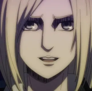 💈 Annie Leonhart Attack on Titan Anime, Garota, Loira, Rosto, Expressão, Ataque dos Titãs, Annie Leonhart telegram sticker