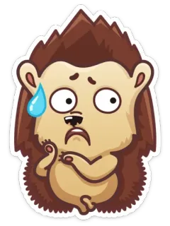 😥 hedgehog, cartoon, sticker, worried, anxious, sweat drop telegram sticker