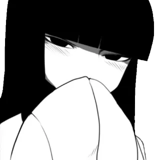 😁 Anime, Mangá, Garota, Preto e branco, Corando telegram sticker
