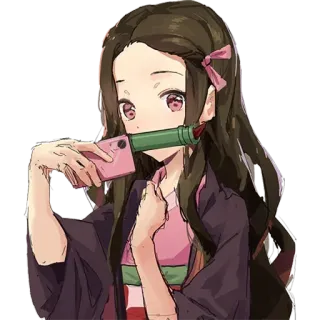 ☺ Nezuko Kamado Demon Slayer anime, nezuko, demon slayer, cute, cartoon whatsapp sticker