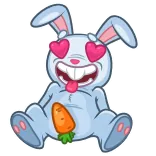😍 coniglio, carota, amore, cuore, cartone animato, divertente telegram sticker