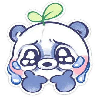 ⭐ sticker, panda, cute, sad, crying, plant, cartoon telegram sticker