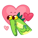 🥰 cocodrilo, dibujos animados, corazón, amor, animal, lindo telegram sticker