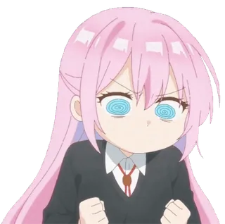 π΅βπ« anime, girl, pink hair, cartoon, sticker, angry, chibi telegram sticker