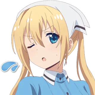 😐 Anime, Meisje, Verward, Blond, Kawaii, Kok telegram sticker