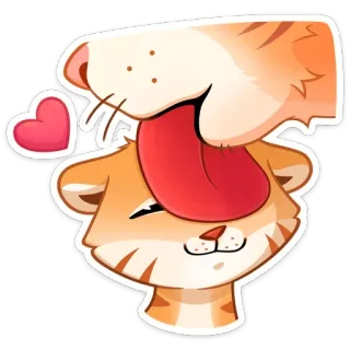 👅 kot, lizanie, serce, czułość, słodki, zwierzę, zwierzak telegram sticker
