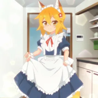 ⛩️ Senko The Helpful Fox Senko-san Anime, Fille renarde, Tenue de Maid, Mignon, Kawaii, Senko, The Helpful Fox Senko-san whatsapp sticker