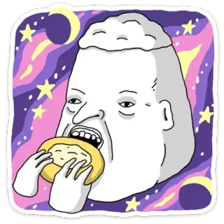 🍔 arte, ilustración, dibujos animados, comida, comer, espacio, estrellas, luna telegram sticker