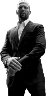 😡 Jason Statham attore, abito, uomo, ritratto, bianco e nero, serio telegram sticker