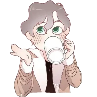 🤭 Аниме, Мультфильм, Пить, Чай, Кофе, Милый telegram sticker
