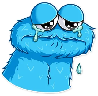 😭 Cookie Monster traurig, weinen, tränen, monster, blau, Sesamstraße, cartoon, emoji telegram sticker
