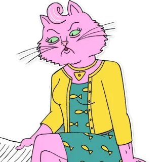 📃 Princess Carolyn BoJack Horseman кот, мультфильм, телешоу, розовый, Принцесса Кэролин telegram sticker