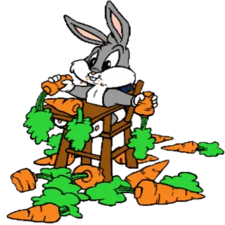🍱 Bugs Bunny Bugs Bunny, carrot, cartoon, bunny, Warner Bros, Looney Tunes telegram sticker