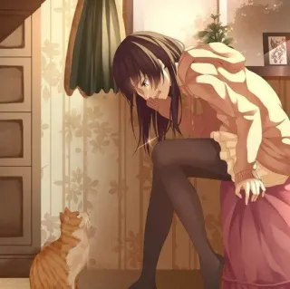 🌨 Anime, Mädchen, Katze, Traurig, Weinend, Emotional whatsapp sticker