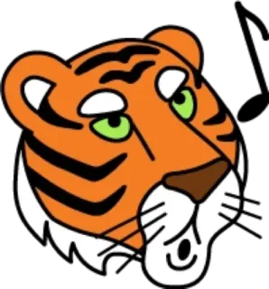 🎶 tigre, animale, cartone animato, gatto, arancione, illustrazione whatsapp sticker