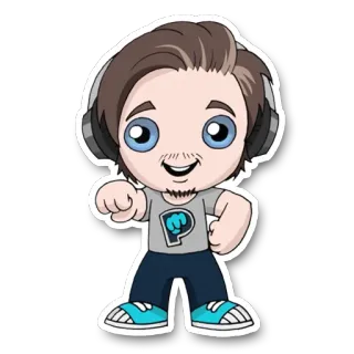 🎧 Kreskówka, Naklejka, Postać, Mężczyzna, Słuchawki telegram sticker