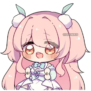 😳 @HAWKS Anime, Kawaii, Carino, Chibi, Capelli rosa whatsapp sticker