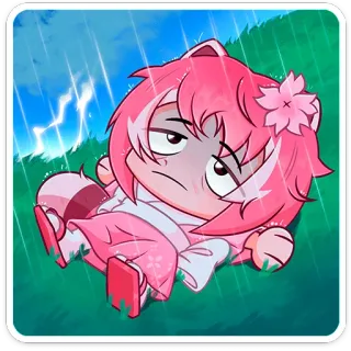 ☔ gái anime, buồn, mưa, dễ thương, hoạt hình telegram sticker