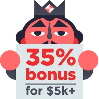 👸 35% bonus for $5k+ Bonus, Promotion, Réduction, Offre, Solde telegram sticker
