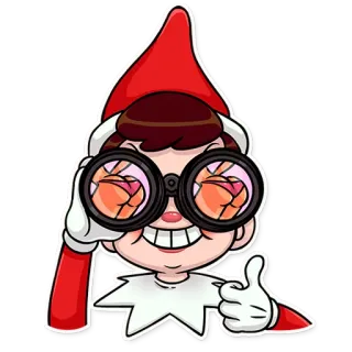 👍 elf, christmas, spy, binoculars, funny, cartoon telegram sticker