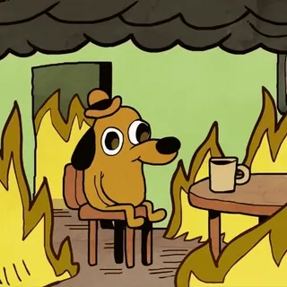 π₯ cane, meme, fuoco, va tutto bene, cartone animato, illustrazione, divertente whatsapp sticker