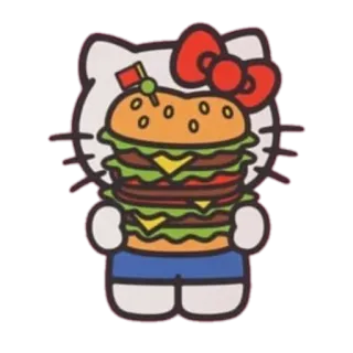 🤰 Hello Kitty hello kitty, cartoon, hamburger, cute, food telegram sticker